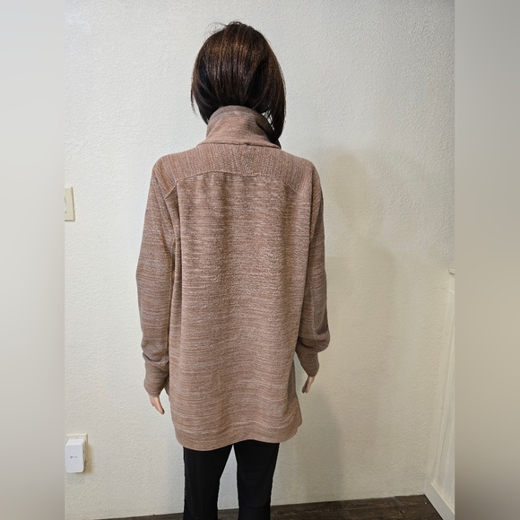 AVALANCHE  Women's  Xl Brown Fleece Jacket Diagonal Neck Zipper Whit Pockets - Picture 13 of 13